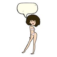 cartoon woman in bikini with speech bubble N23