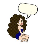 cartoon pretty woman with speech bubble N113