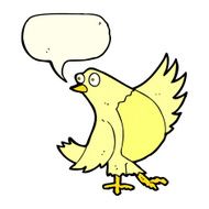 cartoon dancing bird with speech bubble N2