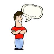 cartoon grinning man with speech bubble N34