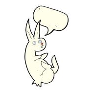 cue cartoon rabbit with speech bubble N5
