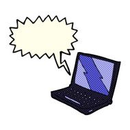 cartoon laptop computer with speech bubble N5