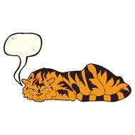 cartoon resting tiger with speech bubble N5