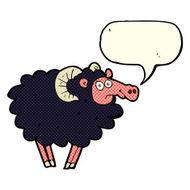 cartoon black sheep with speech bubble N3