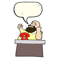 cartoon arrogant boss man with speech bubble N4