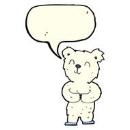 cartoon happy little polar bear with speech bubble N9