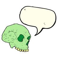 cartoon spooky skull with speech bubble N62