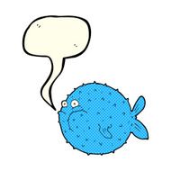 cartoon puffer fish with speech bubble N5