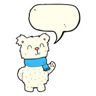 cartoon waving polar bear with speech bubble N25