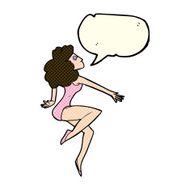 cartoon dancing woman with speech bubble N23