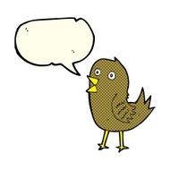 cartoon tweeting bird with speech bubble N3