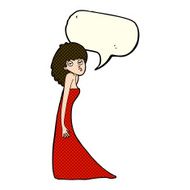 cartoon woman pulling photo face with speech bubble N5