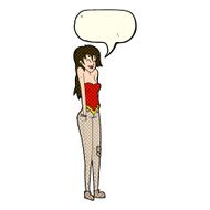 cartoon pretty woman shrugging shoulders with speech bubble N5