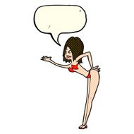 cartoon woman in bikini with speech bubble N24