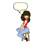cartoon woman striking pose with speech bubble N5