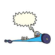 cartoon drag racer with speech bubble N4