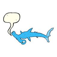 cartoon hammerhead shark with speech bubble N5