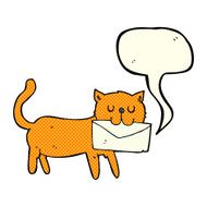 cartoon cat carrying letter with speech bubble N5