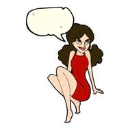 cartoon attractive woman posing with speech bubble N5