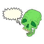 cartoon ancient spooky skull with speech bubble N3