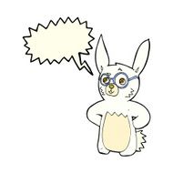 cartoon rabbit wearing spectacles with speech bubble N5