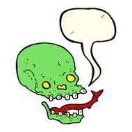cartoon spooky skull with speech bubble N63