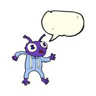cartoon alien spaceman with speech bubble N9