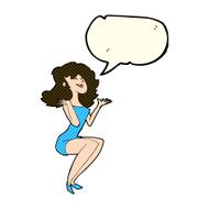 cartoon attractive woman sitting with speech bubble N5