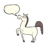 funny cartoon horse with speech bubble N5