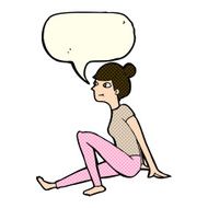 cartoon woman sitting with speech bubble N9
