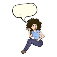 cartoon woman listening with speech bubble N3