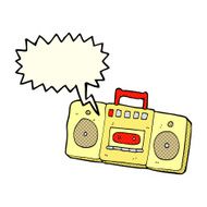cartoon radio cassette player with speech bubble N5