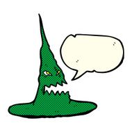 cartoon spooky witches hat with speech bubble N5