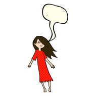 cartoon ghost like girl with speech bubble N5