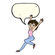 cartoon excited woman with speech bubble N55