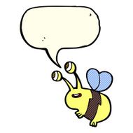 cartoon happy bee with speech bubble N9