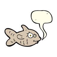 cartoon happy goldfish with speech bubble N3