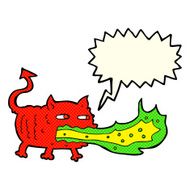 cartoon fire breathing imp with speech bubble N5
