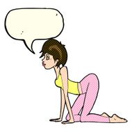 cartoon sexy woman on all fours with speech bubble N5