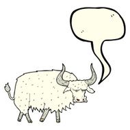 cartoon annoyed hairy ox with speech bubble N4