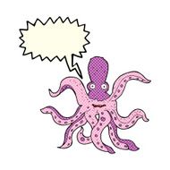 cartoon giant octopus with speech bubble N4