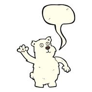 cartoon waving polar bear with speech bubble N26