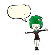 cartoon happy vampire girl with speech bubble N17