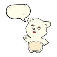 cartoon happy little teddy polar bear with speech bubble N3