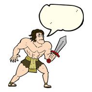 cartoon fantasy hero man with speech bubble N5