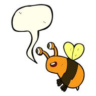 cartoon happy bee with speech bubble N10