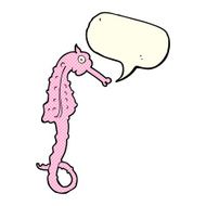 cartoon sea horse with speech bubble N9