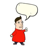 cartoon nervous man with tickets speech bubble N5