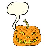 cartoon pumpkin with speech bubble N9
