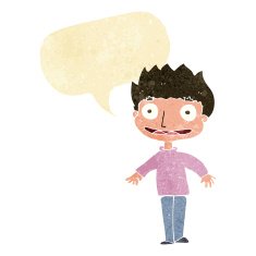 cartoon excited boy with speech bubble N19